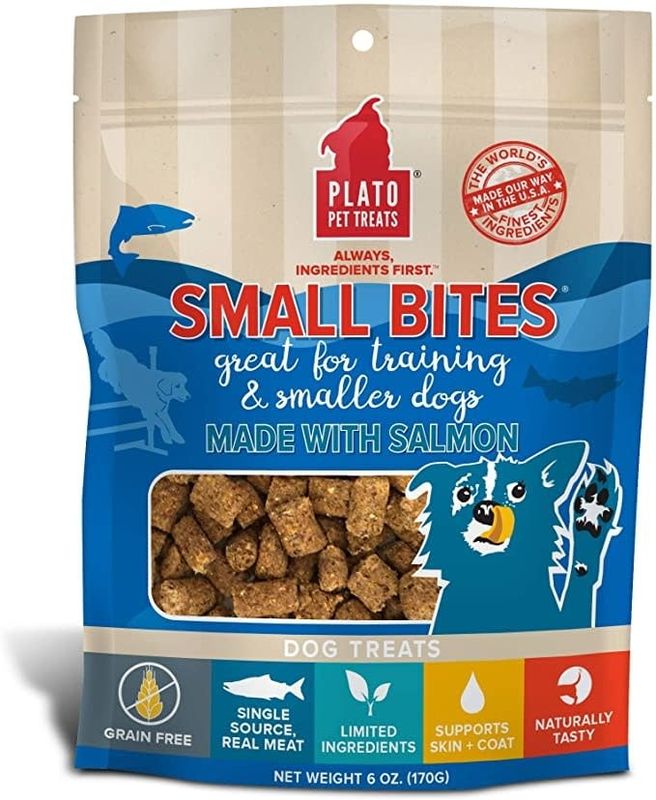 Plato Pet Treats® Small Bites® Grain Free Salmon Meaty Morsel 6 Oz
