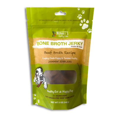 Nugget&#39;s Healthy Eats Jammin&#39; Jowlers Bone Broth Jerky Treats 5-oz