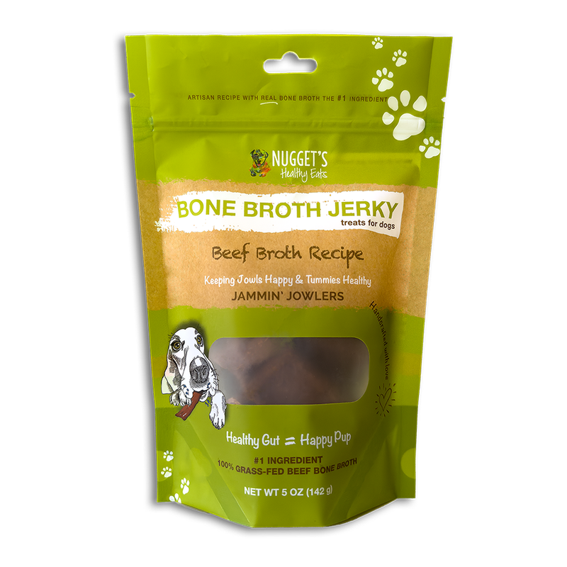 Nugget&#39;s Healthy Eats Jammin&#39; Jowlers Bone Broth Jerky Treats 5-oz