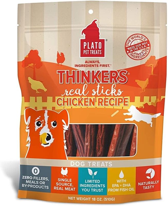 Plato Pet Treats® Thinkers® Chicken Meat Stick Dog Treats 18 Oz