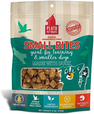 Plato Pet Treats® Small Bites® Grain Free Duck Meaty Morsel Dog Treats 6 Oz
