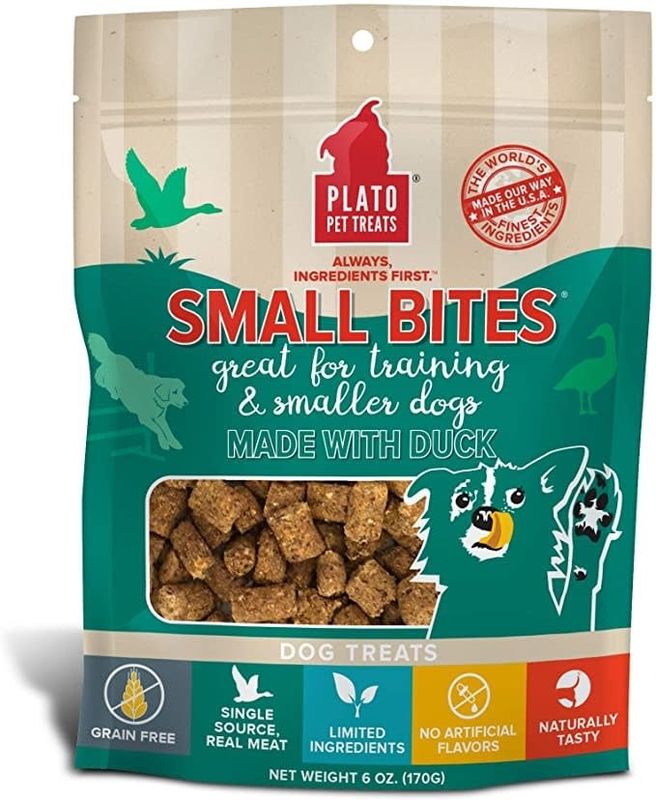 Plato Pet Treats® Small Bites® Grain Free Duck Meaty Morsel Dog Treats 6 Oz