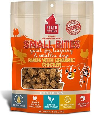 Plato Pet Treats® Small Bites® Grain Free Organic Chicken Meaty Morsel 6 Oz