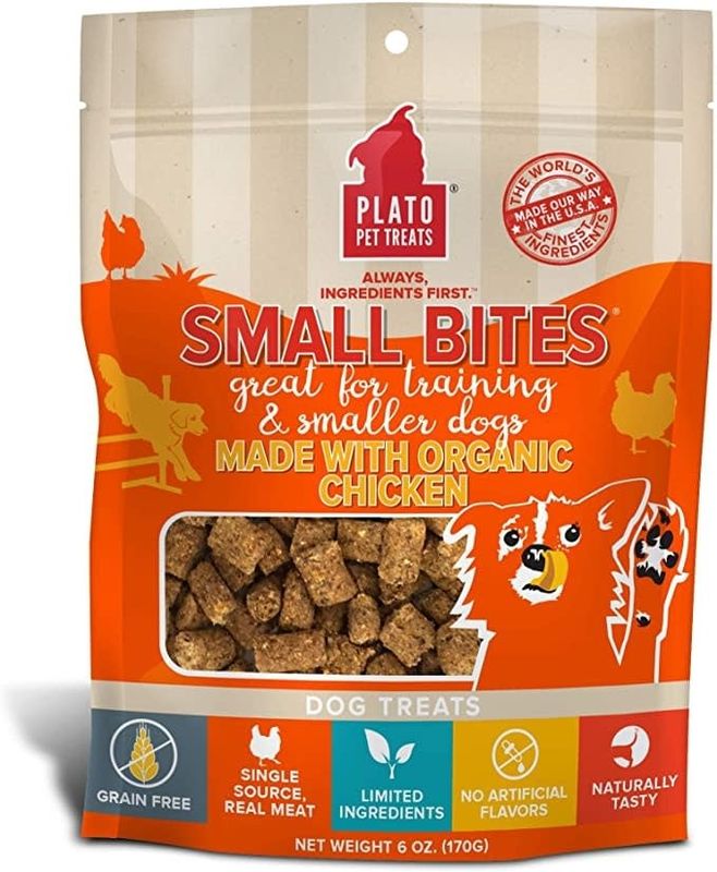 Plato Pet Treats® Small Bites® Grain Free Organic Chicken Meaty Morsel 6 Oz