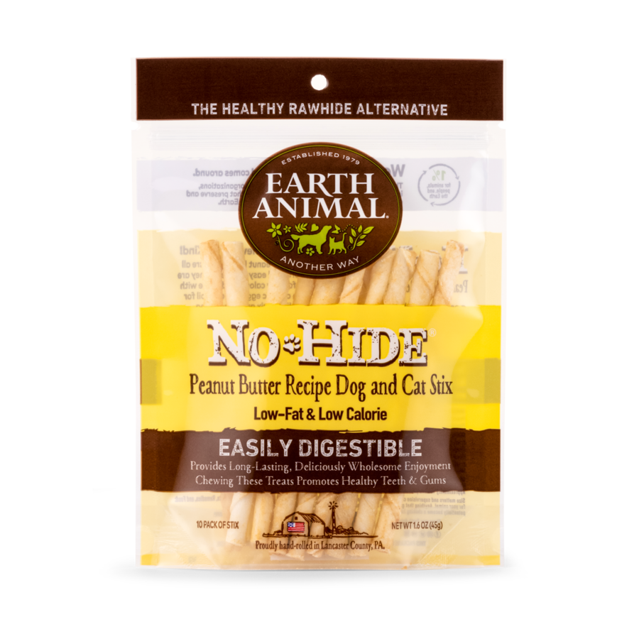 Earth Animal No Hide Peanut Butter Chew Stix 10 Pack