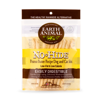 Earth Animal No Hide Peanut Butter Chew Stix 10 Pack