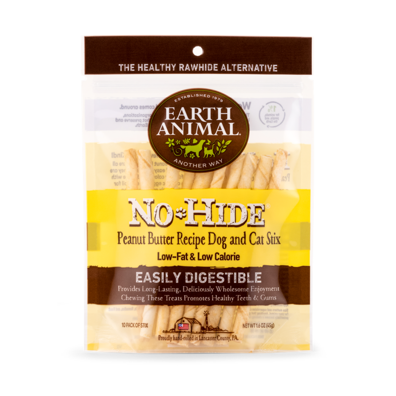 Earth Animal No Hide Peanut Butter Chew Stix 10 Pack
