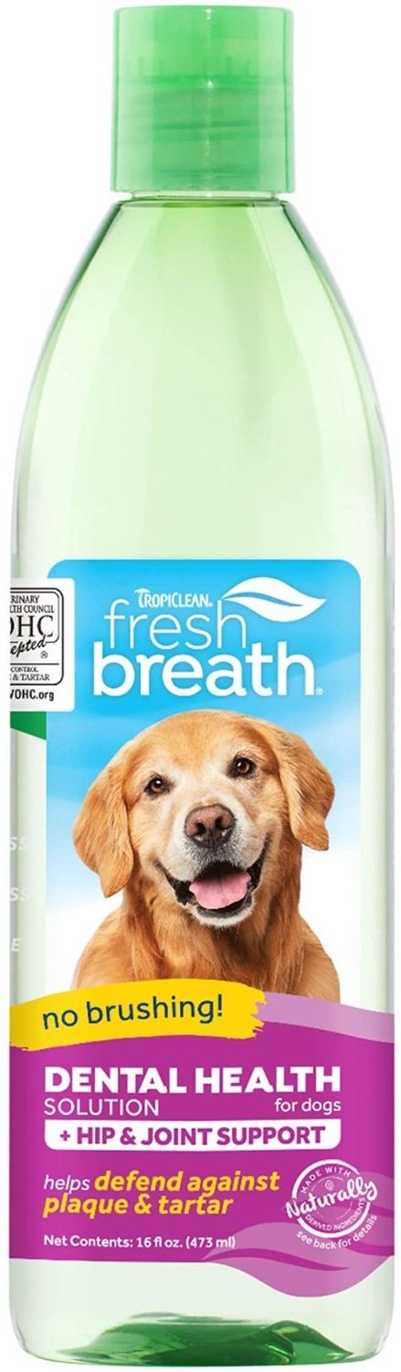TropiClean Oral Care Water Additive Plus Hip &amp; Joint for Pets, 16oz