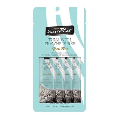 Fussie Cat® Tuna Prawn Purée 4 Tubes .05 OZ Each