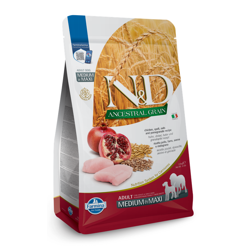 Farmina ANCESTRAL GRAIN Chicken &amp; Pomegranate Adult Med-Maxi 5.5 LB