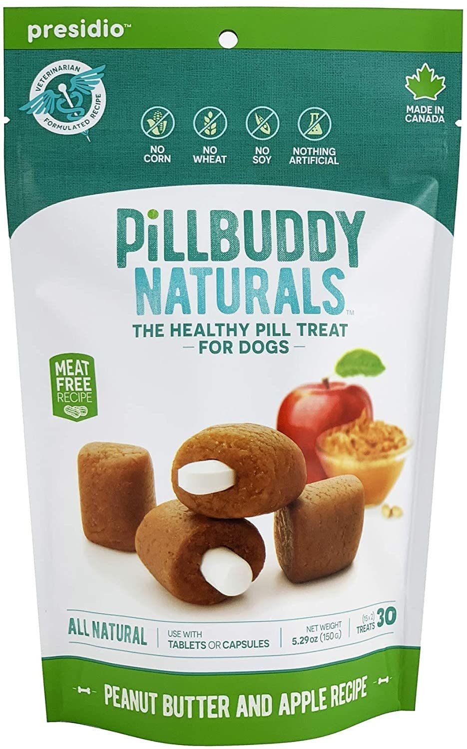Presidio Dog Treat Pill Buddy Naturals Peanut Butter &amp; Apple 5.3 oz