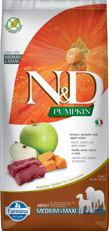 Farmina PUMPKIN Grain Free Venison Apple Adult Med/Maxi 26.5 LBS