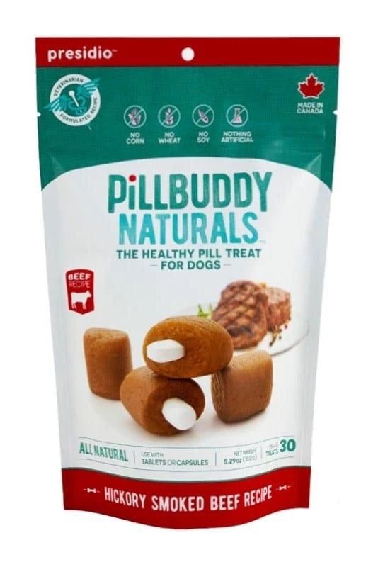 Presidio Dog Treat Pill Buddy Naturals Hickory Smoked Beef 5.3 oz