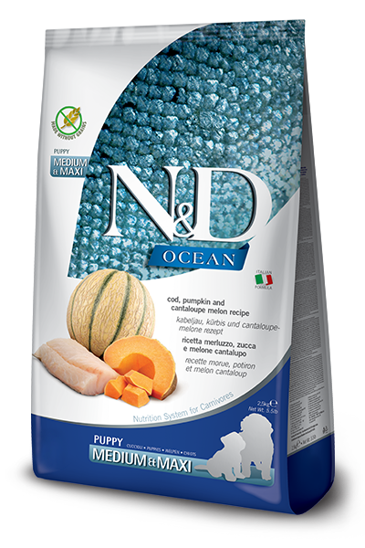 Farmina OCEAN Grain Free Cod, Pumpkin &amp; Cantaloupe Med-Maxi Puppy 5.5 LB