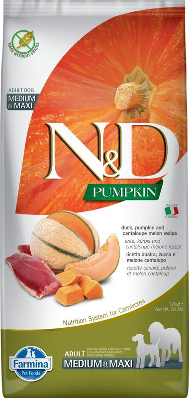 Farmina PUMPKIN Grain Free Duck &amp; Cantaloupe Adult Med/Maxi 26.5 LBS