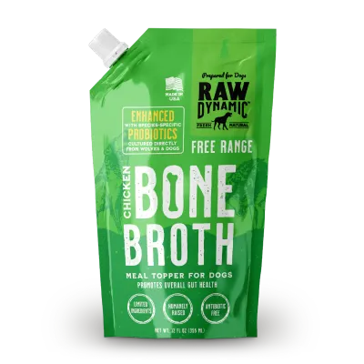 Raw Dynamic Frozen Chicken Bone Broth for Dogs 12 OZ
