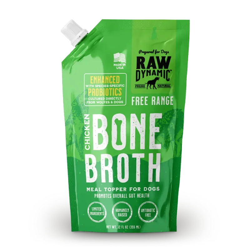 Raw Dynamic Frozen Chicken Bone Broth for Dogs 12 OZ
