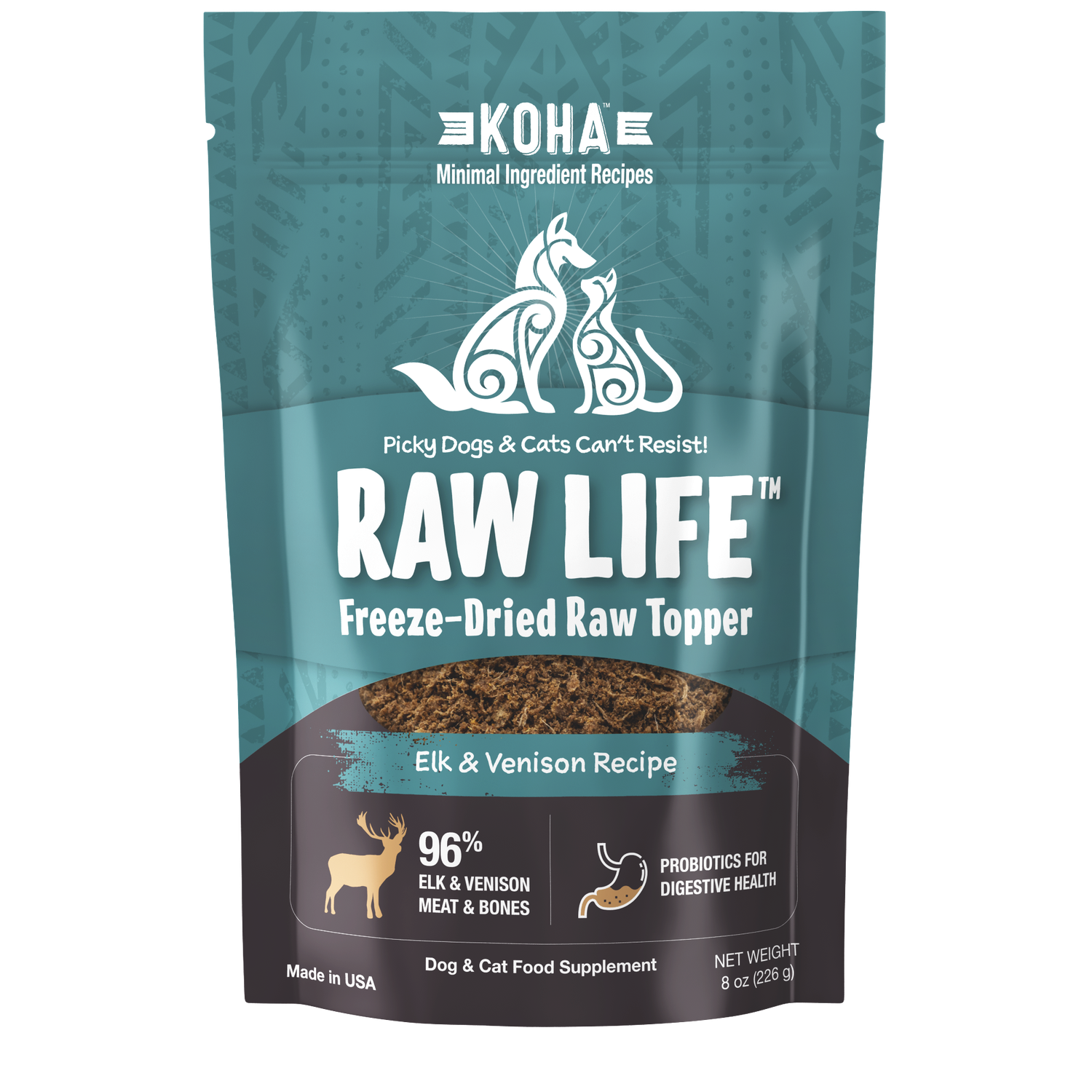 Koha Freeze-Dried Raw Topper Elk &amp; Venison for Dogs and Cats 8oz