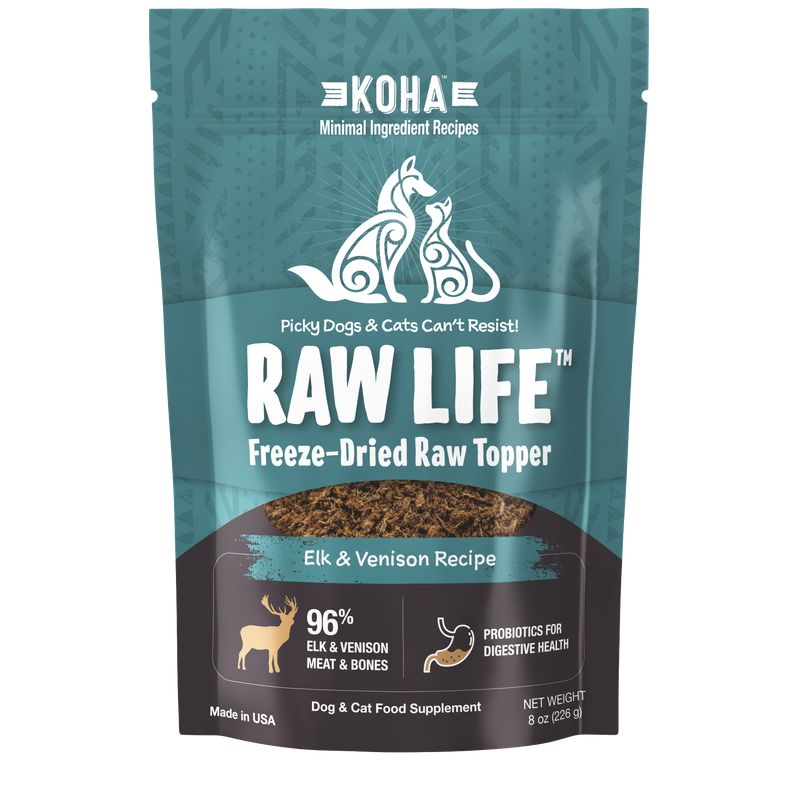 Koha Freeze-Dried Raw Topper Elk &amp; Venison for Dogs and Cats 8oz
