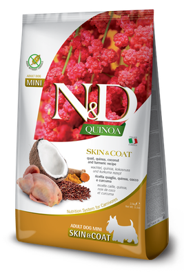 Farmina QUINOA Grain Free Skin Coat Quail, Turmeric &amp; Coconut Mini 5.5 LB
