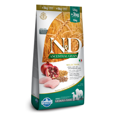 Farmina ANCESTRAL GRAIN Chicken &amp; Pomegranate Med-Maxi 33 LB