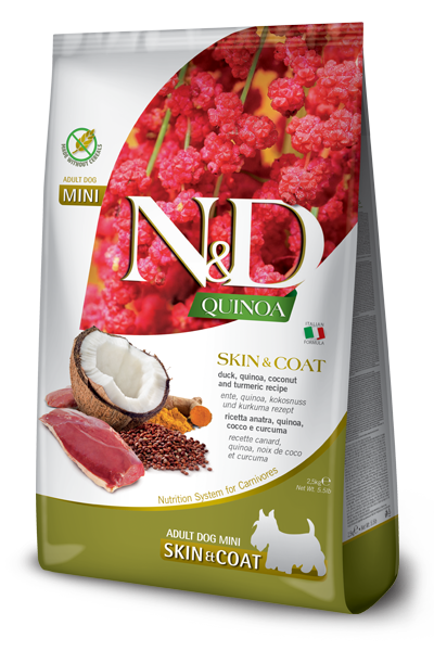 Farmina QUINOA Grain Free Skin Coat Duck, Turmeric &amp; Coconut Mini 5.5 LB