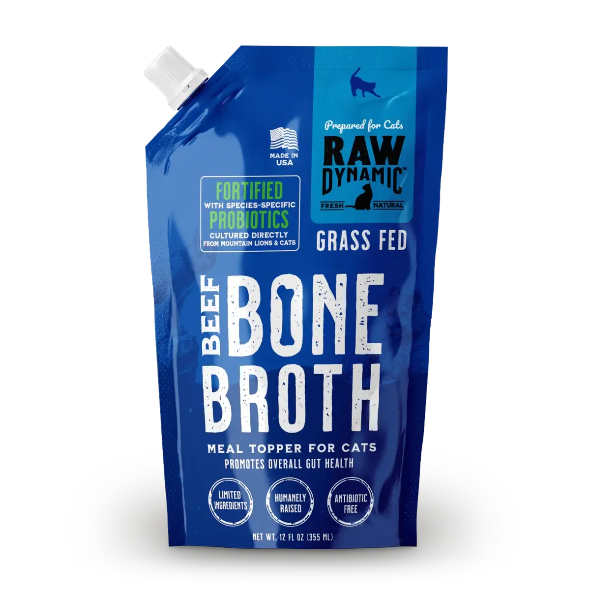 Raw Dynamic Frozen Beef Bone Broth for Cats 12 OZ