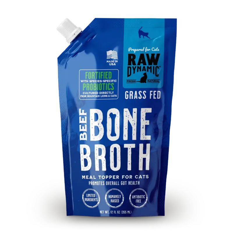 Raw Dynamic Frozen Beef Bone Broth for Cats 12 OZ