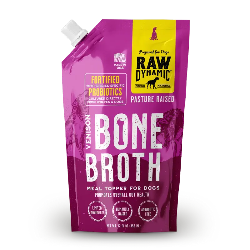 Raw Dynamic Frozen Venison Bone Broth for Dogs 12 OZ