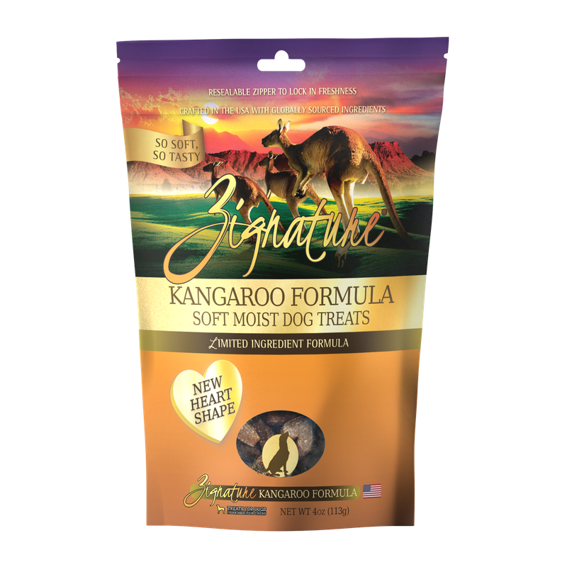 Zignature Grain Free Soft Moist Kangaroo Hearts 4 oz