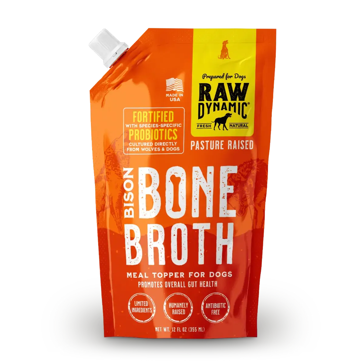 Raw Dynamic Frozen Bison Bone Broth for Dogs 12 OZ