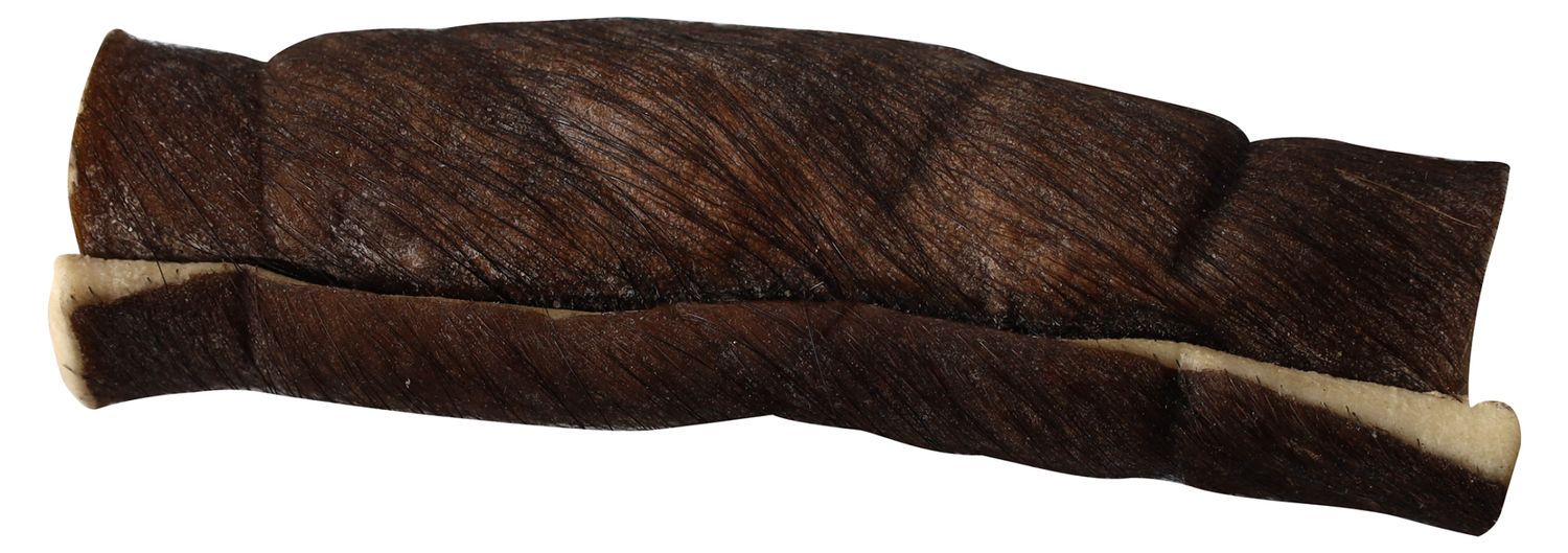 QT Dog Water Buffalo Cheek Roll w/ Hair, Size: 6 Inch