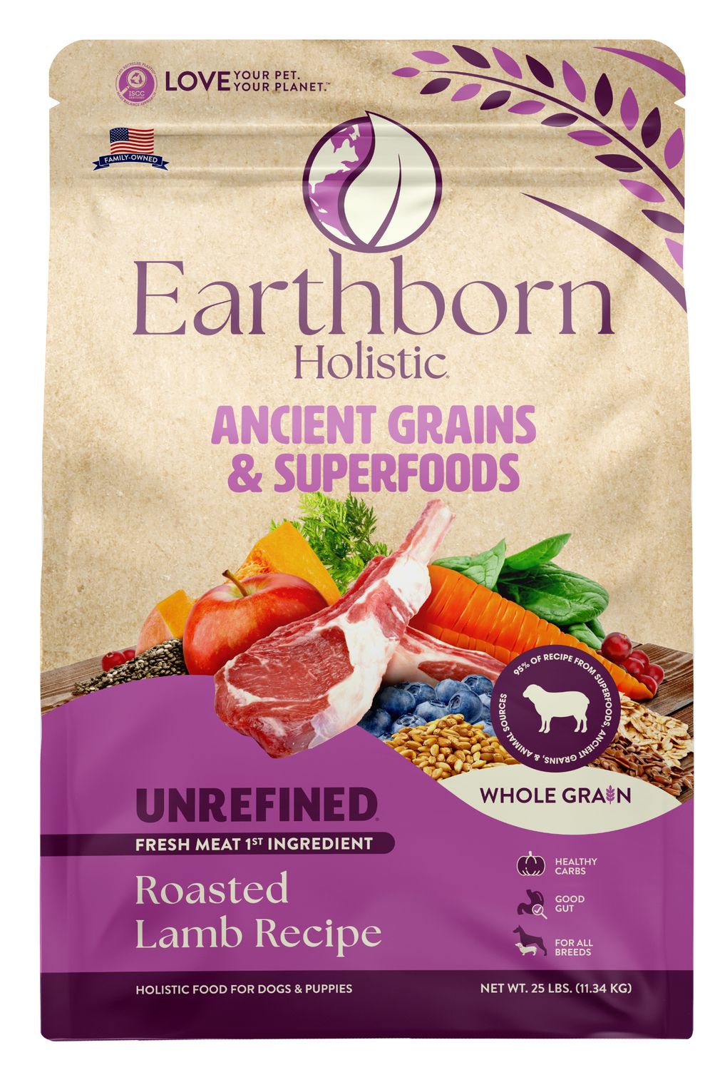 Earthborn Holistic® Unrefined™ Roasted Lamb, Size: 25 LB