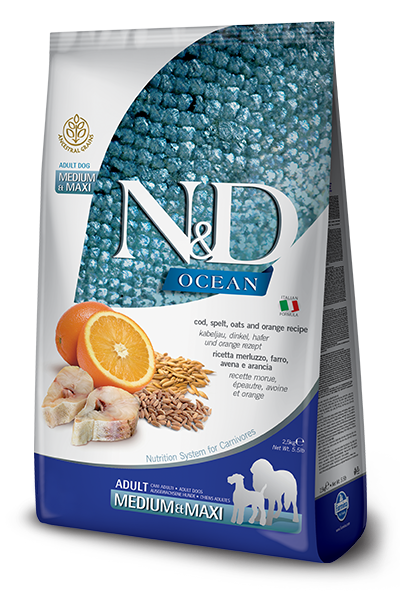Farmina OCEAN Cod, Spelt, Oats and Orange Med-Maxi Adult 5.5 LB