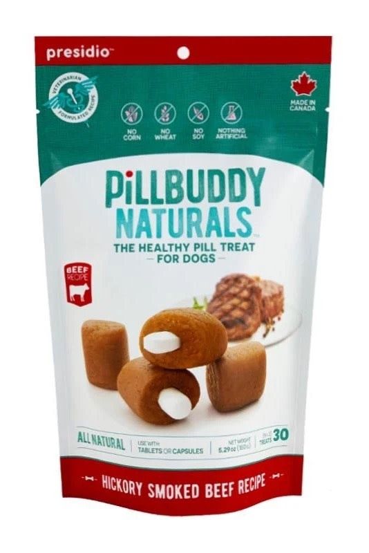 Presidio Dog Treat Pill Buddy Naturals Hickory Smoked Beef 5.3 oz