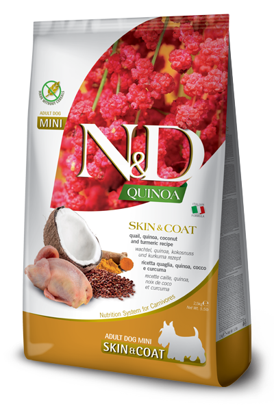 Farmina QUINOA Grain Free Skin Coat Quail, Turmeric &amp; Coconut Mini 5.5 LB