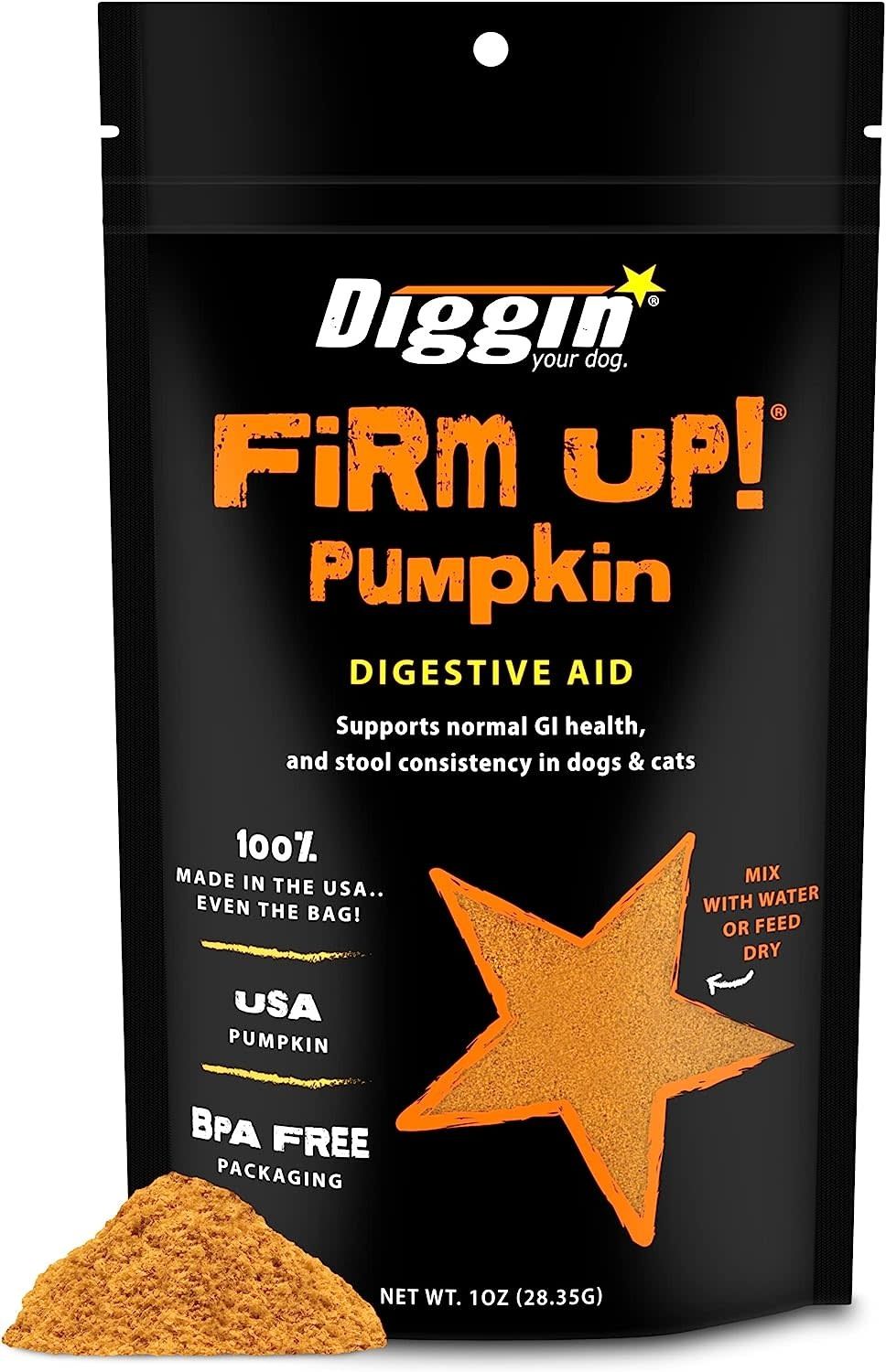 Diggin&#39; Your Dog Pumpkin Flakes Firm Up! Antidiarrhea 1 oz Trial