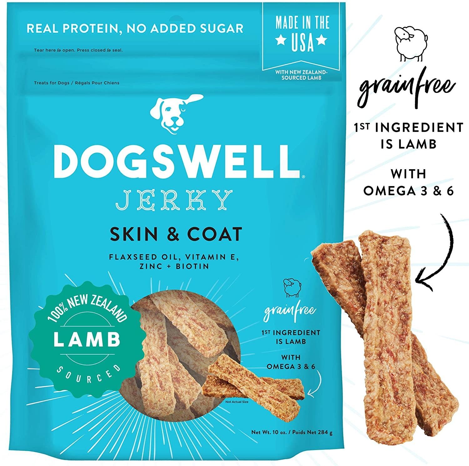 Dogswell Jerky Skin &amp; Coat Lamb 10 oz