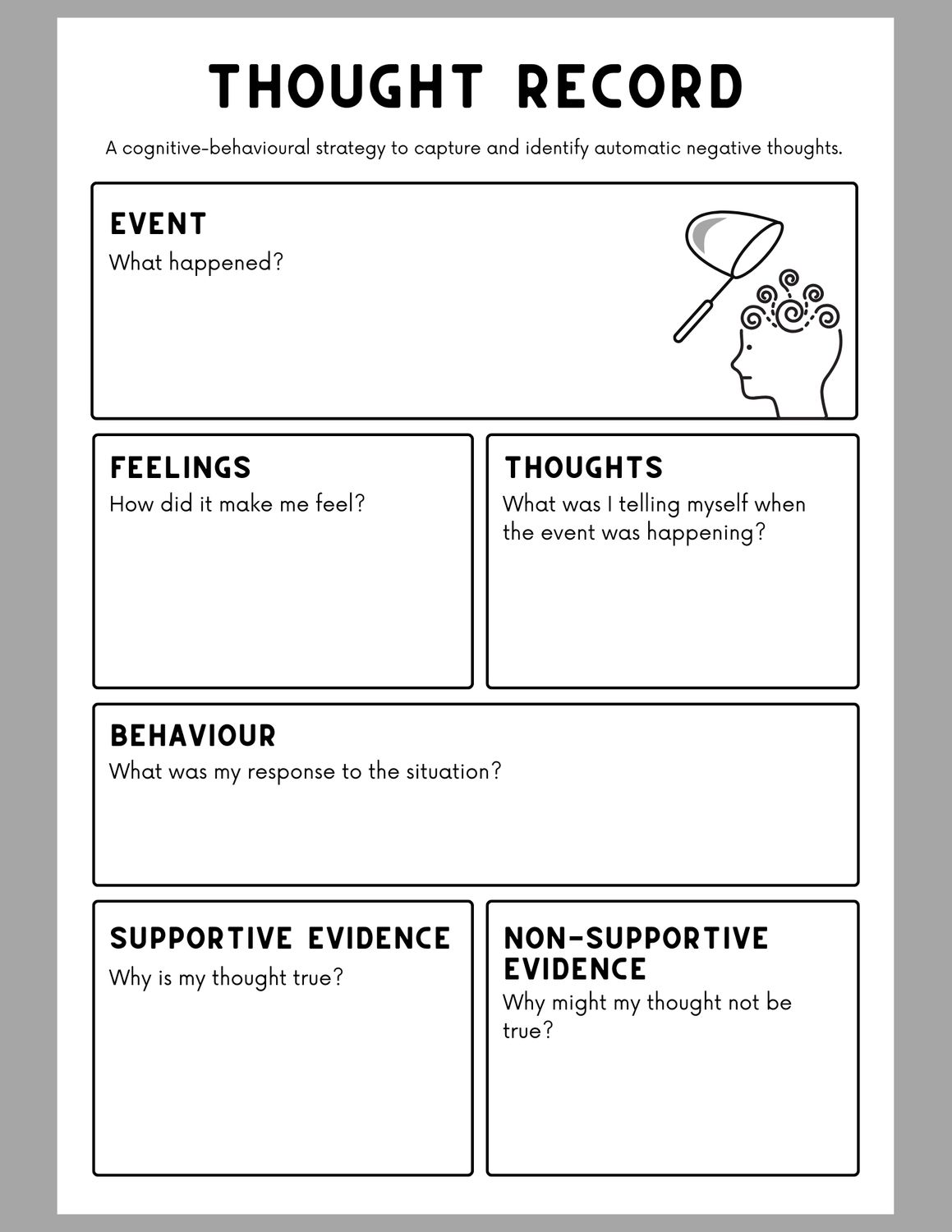 Simple CBT Thought Sheet