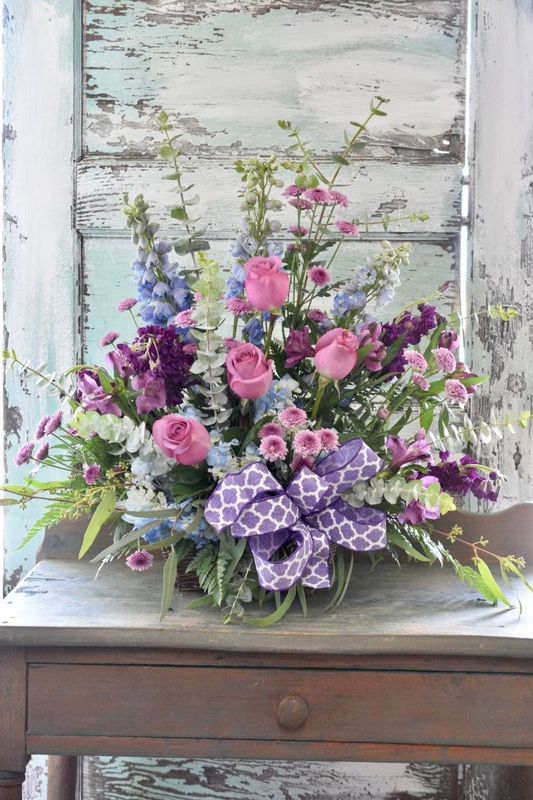 Lavender & Blue Funeral Basket