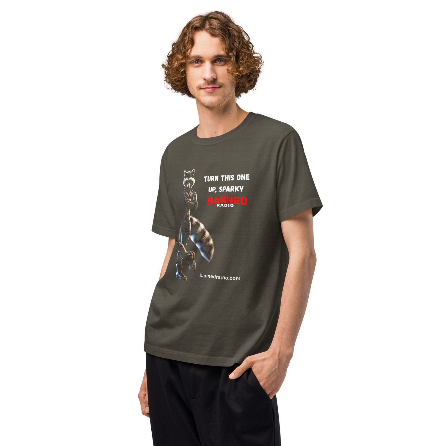 BANNED RADIO Turn this one up, Sparky Unisex oversized t-shirt