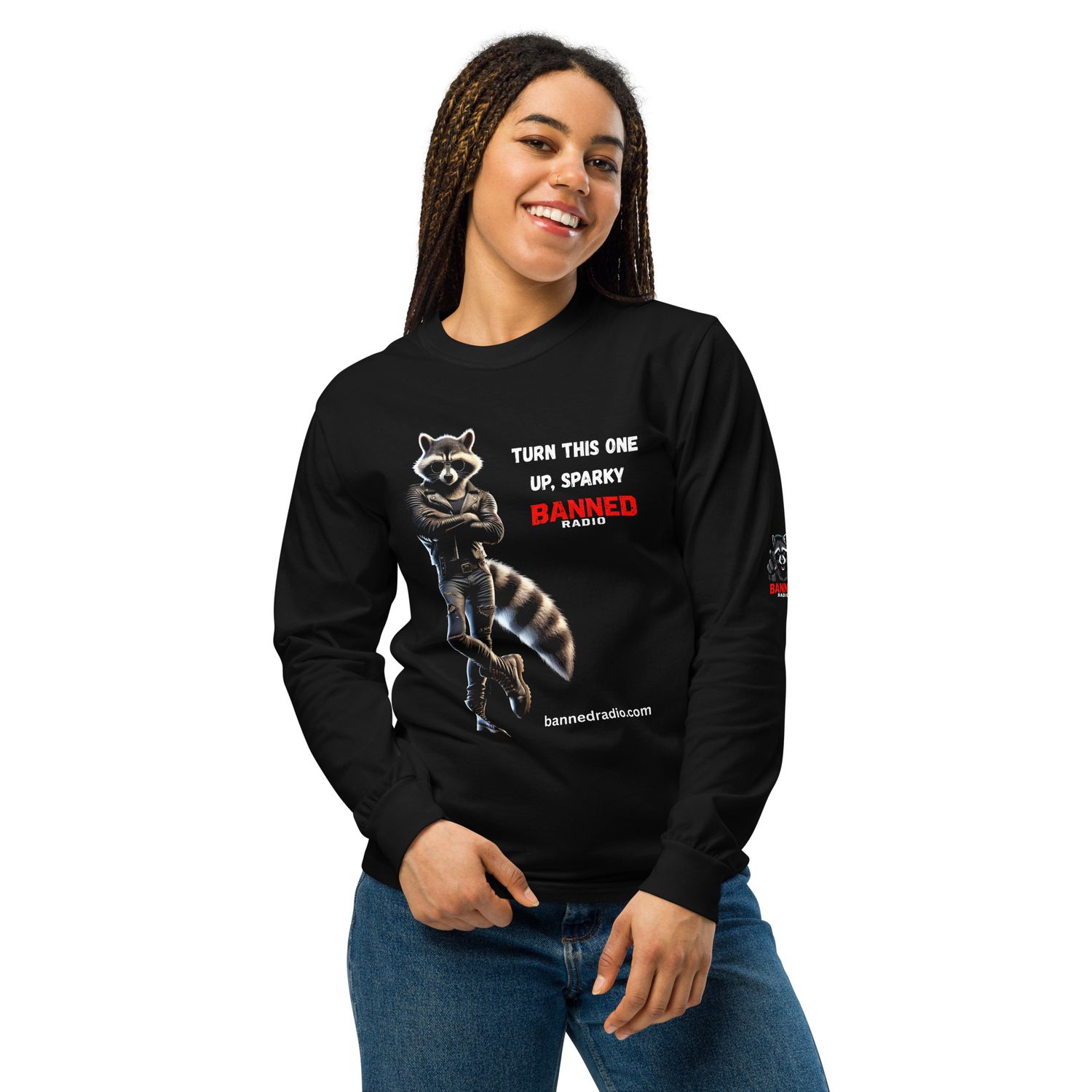 BANNED RADIO Turn this one up, Sparky Garment-dyed heavyweight long-sleeve shirt