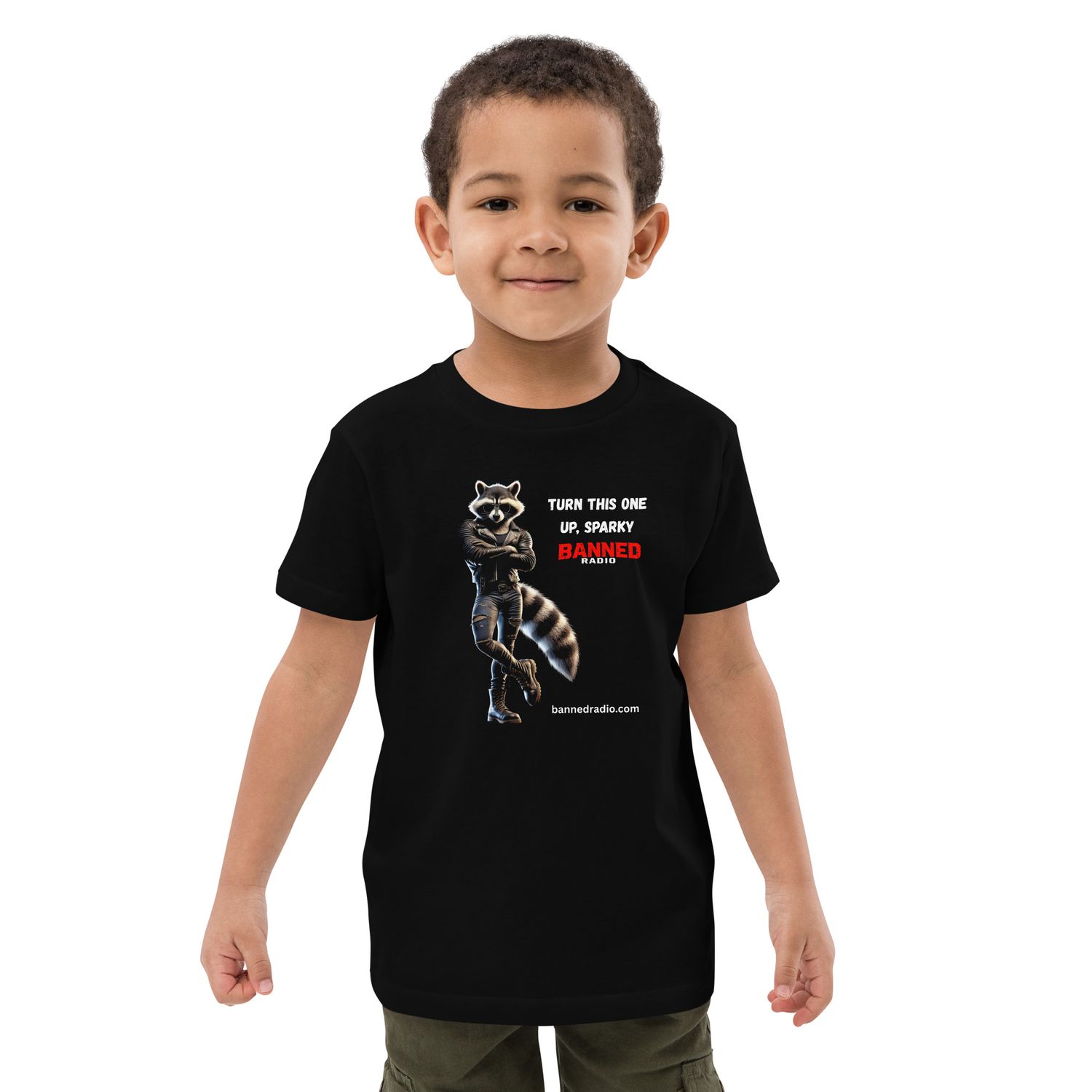 BANNED RADIO Turn this one up, Sparky Organic cotton kids t-shirt