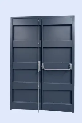 Porte anti panique 2 vantaux porte blindée en acier fabrication sur mesure