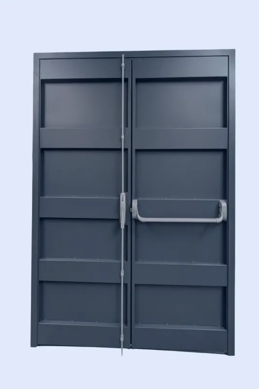 Porte anti panique 2 vantaux porte blindée en acier fabrication sur mesure