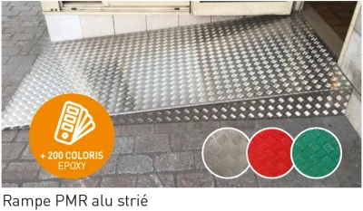Rampe d'accès PMR Alu Strié rampe alu pmr accès fauteuil roulant fabrication sur mesure