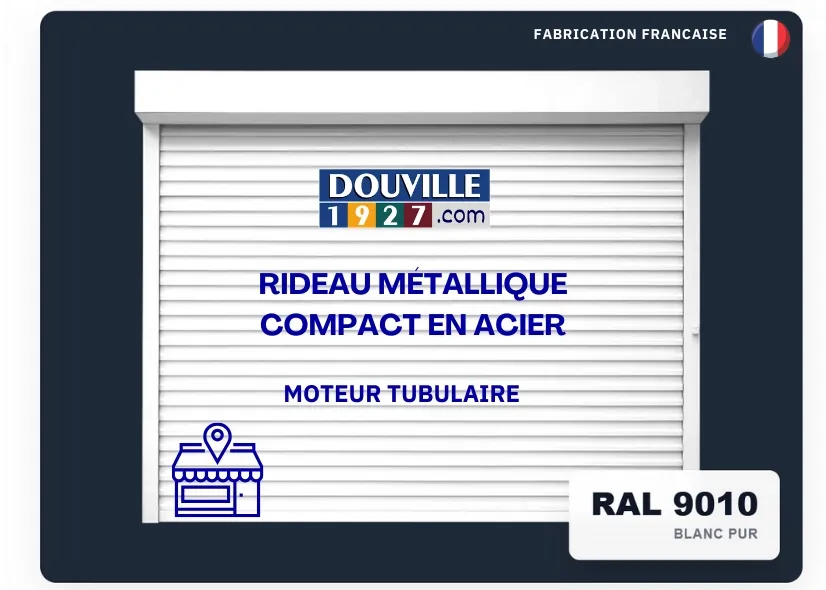 rideau métallique compact moteur tubulaire blanc ral 9010