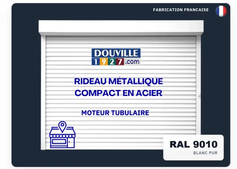 rideau métallique compact moteur tubulaire blanc ral 9010