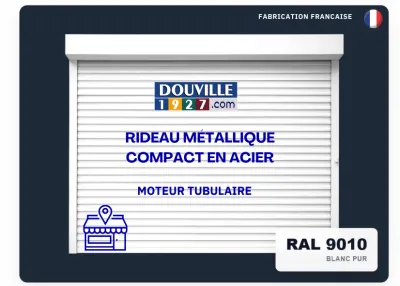 rideau métallique compact moteur tubulaire blanc ral 9010