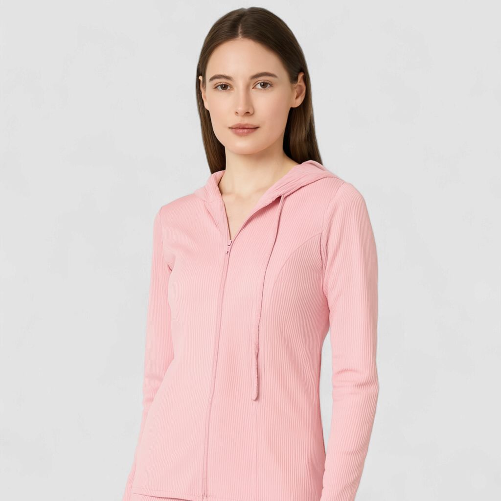 WOMEN SOLID SWEATSHIRT HOODIE, Colour: PINK, Size: EXTRA SMALL